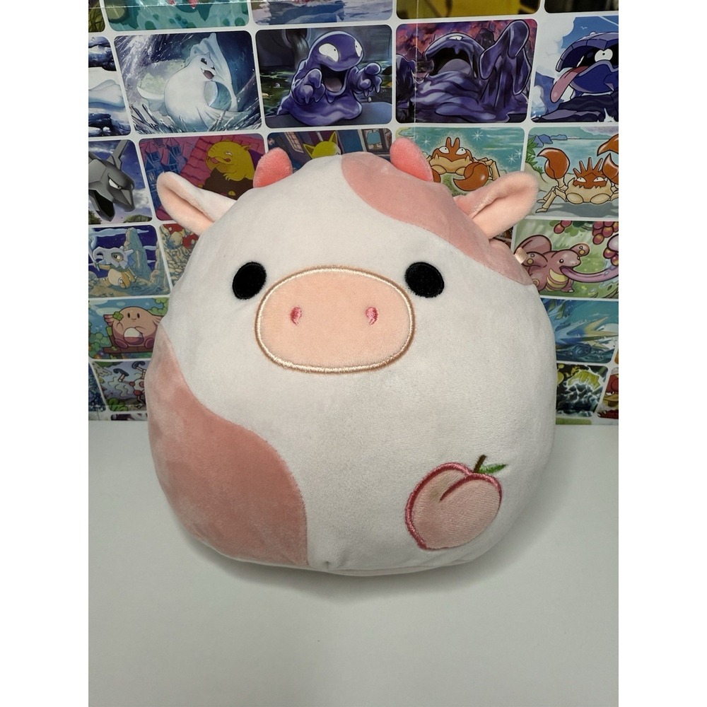 Squishmallows Lilaz The Peach Cow Plush 9" Pink White Stuffed Animal